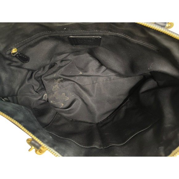 Coach Pebbled Leather Tote Cream Blue Gold Hardware Shoulder Bag F73718 - Picture 6 of 8